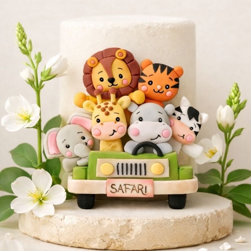 fondant animal safari car course step by step tutorial